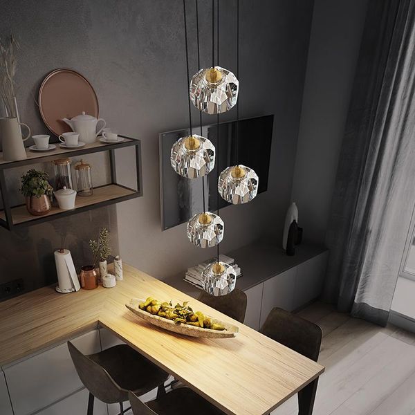 Pendelleuchten, Kristalllampe für Esszimmer, Küche, Wohnzimmer, moderne Luxus-LED-Kronleuchter, Beleuchtung, Schlafzimmer, Nachttisch, zylindrisches Design