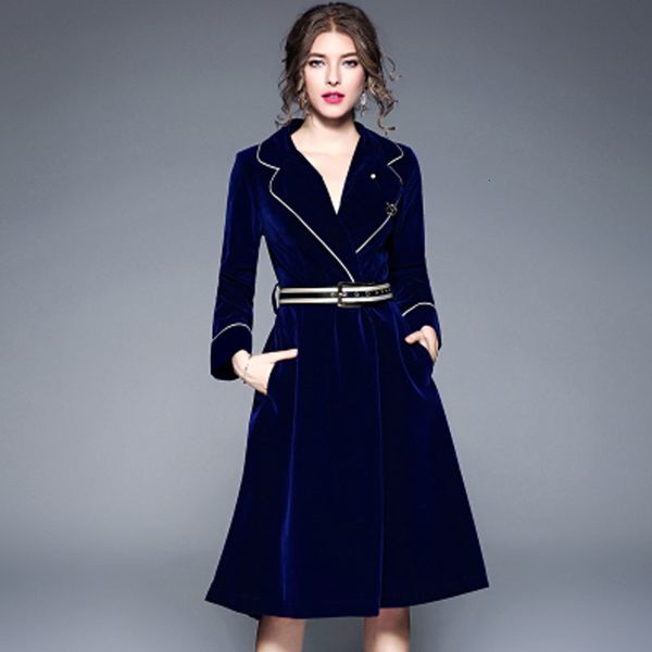 

winter runway jacket women's dress in velvet carved midi sleeve dressed pin stripes detail grpi, Black;gray