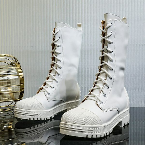

boots autumn and winter thick-soled short cavalier martin lace-up women's shell-toe chelsea z7q0 7bd7, Black