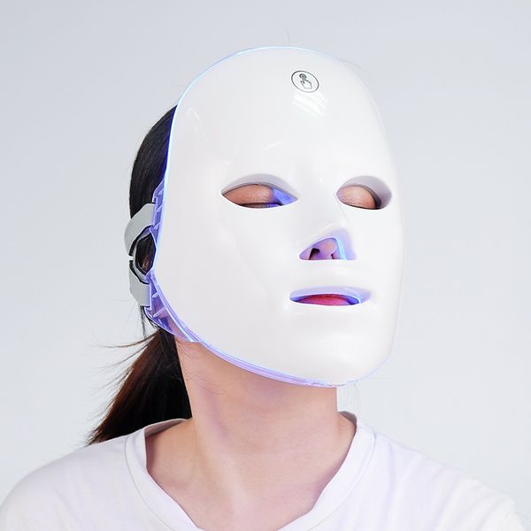 Maschera facciale a LED a 7 colori Terapia fotonica Ringiovanimento della pelle Anti acne Rimozione delle rughe Maschera per la cura della pelle Schiarente della pelle