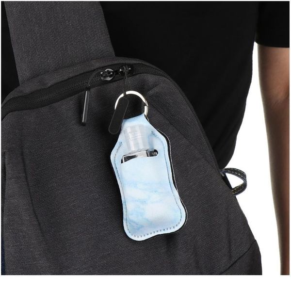 

6 sets reusable 30ml empty sanitizer refillable travel bottle hand soap perfume container holder with keychain jlleyp