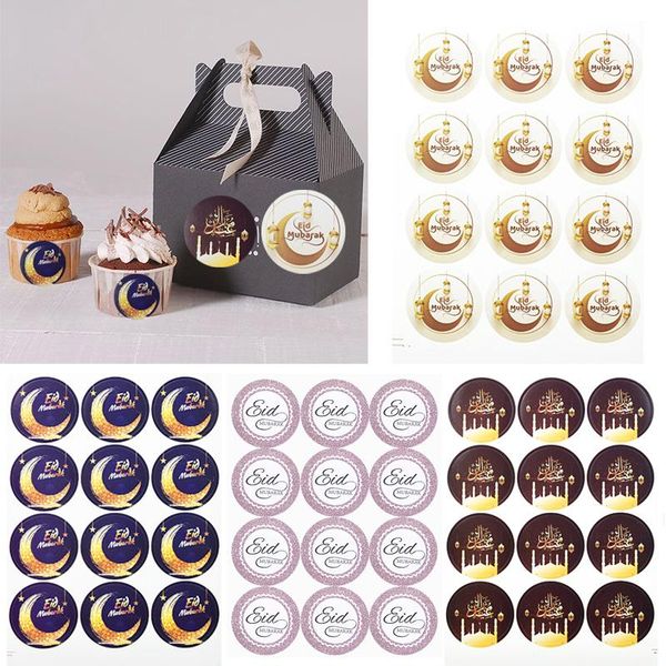 

party decoration 120pcs eid mubarak ramadan stickers candy bag paper sticker lable for islam muslim festival gift box seal