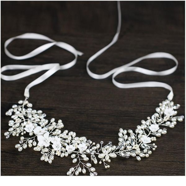 

bridal flower headband pearl crystal wedding hair vine bridal headpiece hair ornaments women silver color wedding hair qylcdm
