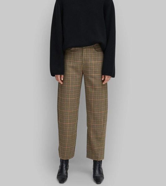 

women's pants & capris [elfstyle] - vintage checked novara trousers twisted seam with pockets fashion pantsfw, Black;white