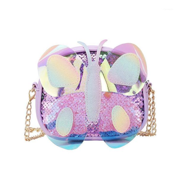 

purse 2021 cute kids butterfly purses and handbags mini crossbody little girl shiny sequin pures bags baby small coin bag, White