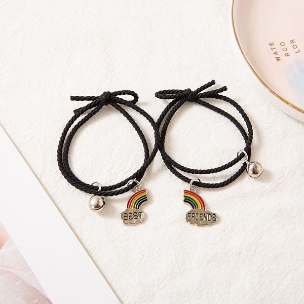 

charm bracelets 2 pcs/lots rainbow friend bracelet adjustable friendship couple gift hand wholesale drop, Golden;silver