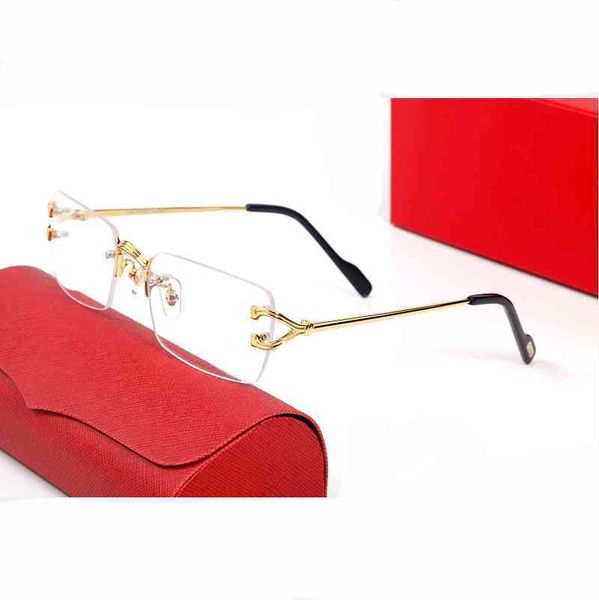 

2022 factory wholesale pawes nieuwe bril frame mannen zonnebril goud randloze len voor anti reflecterende clear lens recept 85891, White;black