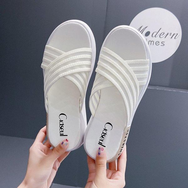 

new slippers casual shoes woman rubber flip flops platform loafers slipers women med luxury flat hawaiian soft slides pantoufle, Black