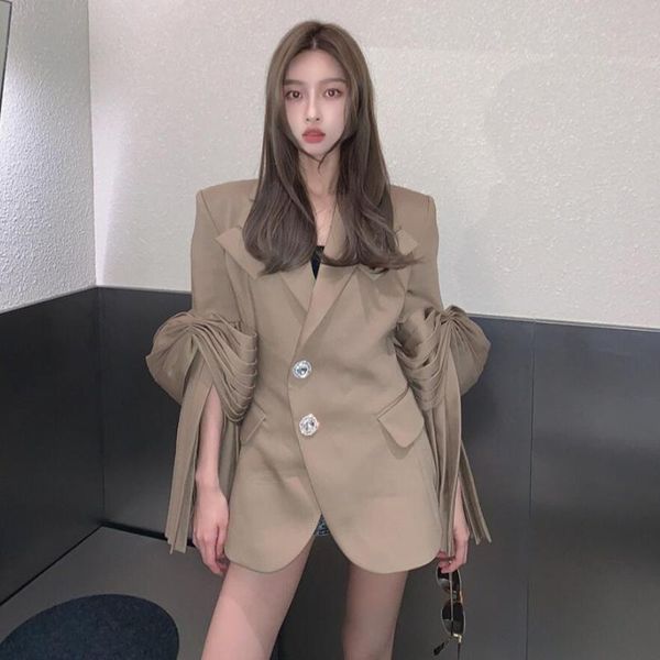 

fashion elegant temperament high-grade sense blazer women's spring 2021 new design sleeve tide suit coat female s730, White;black