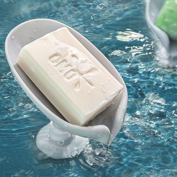 

soap dishes leaf-shaped box perforated standing suction cup drain bathroom storage rack laundry supplies