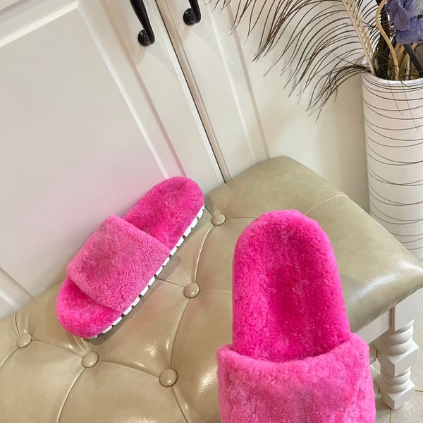 

2021 luxury wool shoes and leather man women sandals slippers thick bottom slipper classic platform, Black