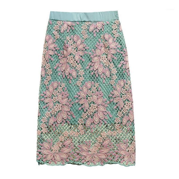

skirts flower embroidery high waist skirt women vintage lace womens jupe femme slim midi bodycon party c6058, Black