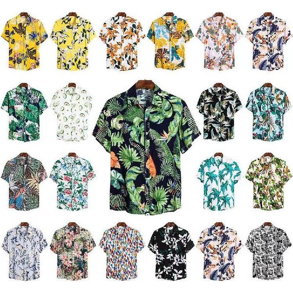 

fashion men's hawaiian shirts button up shirt beach party vacation casual shirt floral print summer short sleeves, White;black