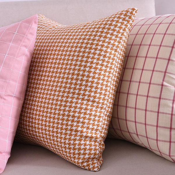 

cushion/decorative pillow nordic geometric both sides country style soft cotton printed cushion cover plaid lattice car decorative sofa cush