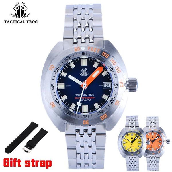 

wristwatches tactical frog sub 300t watch v2 blue dial stainless steel nh35 movement luxury automatic mechcanical diver watches for man, Slivery;brown