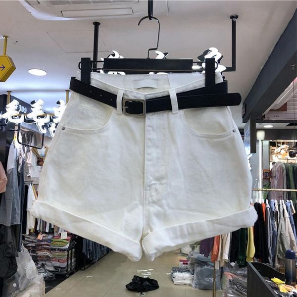 

women's shorts for caual classic high women denim ladies wide summer waist female vintage blue leg jeans shor, White;black