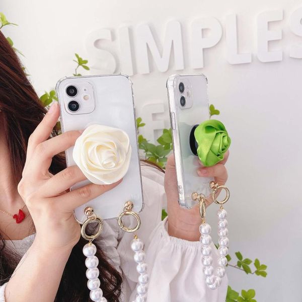 

card holders pearl chain suitable for iphone11 mobile phone case rose holder 12 soft apple x 7/8p, Brown;gray