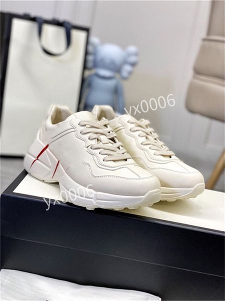 

2021 fashion rhyton leather 35-41 sneaker mens designer shoes strawberry wave mouth tiger web print luxury vintage trainer women designers w, Red;white