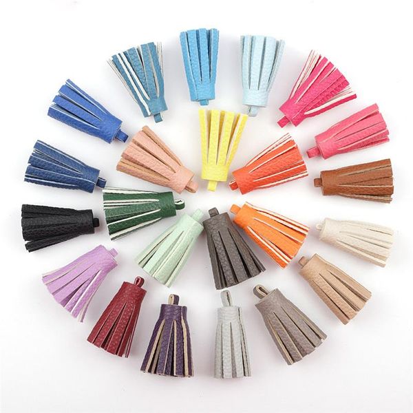 

bag parts & accessories 2pcs multi color hand made diy tassel pendant pu imitation leather luggage can decorate keys and handbags, Black