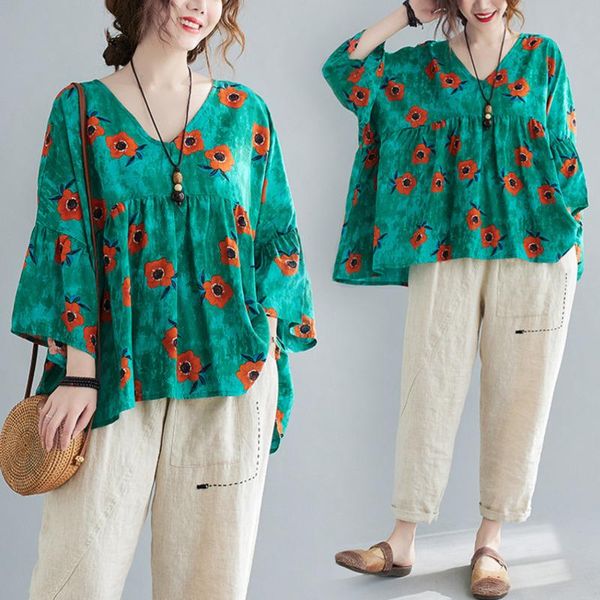 

women's t-shirt summer 2021 oversized short sleeve t-shirts women large size loose casual aesthetic floral pattern tunics basic, White