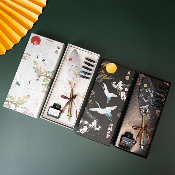 

guihelaixi students use feather pen dipped in water ink bag to practice calligraphy men's and women's practical set gift box