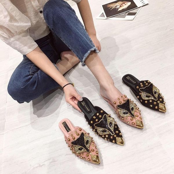 

female shoes beige heeled sandals mules for women 2021 slippers soft big size lady new black comfort girl pu round toe fretwork
