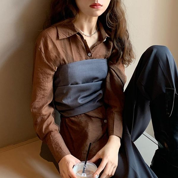 

firm offers to film three standard neat temperament commuter suits show thin imitation tencel loose shirt wrapped chest two-piec, White