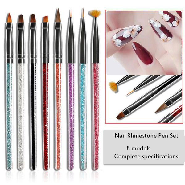 

nail brushes 8 multi functional potherapy pen engraving blooming superfine drawing line professional equipment, Yellow