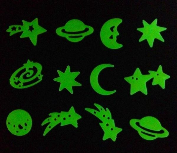 

wall stickers 12pc x shooting stars planet glow in the dark fluorescent pvc