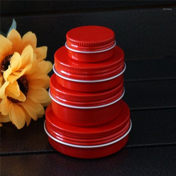 

storage bottles & jars 15/30/50/60g empty red round small aluminum box metal tin diy cream refillable jar tea pot containers