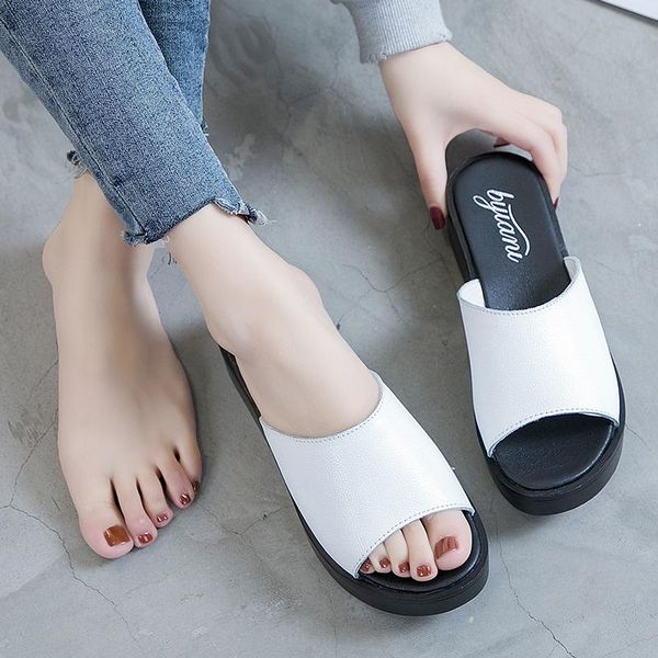 

slippers summer casual fashion versatile thick bottom, Black