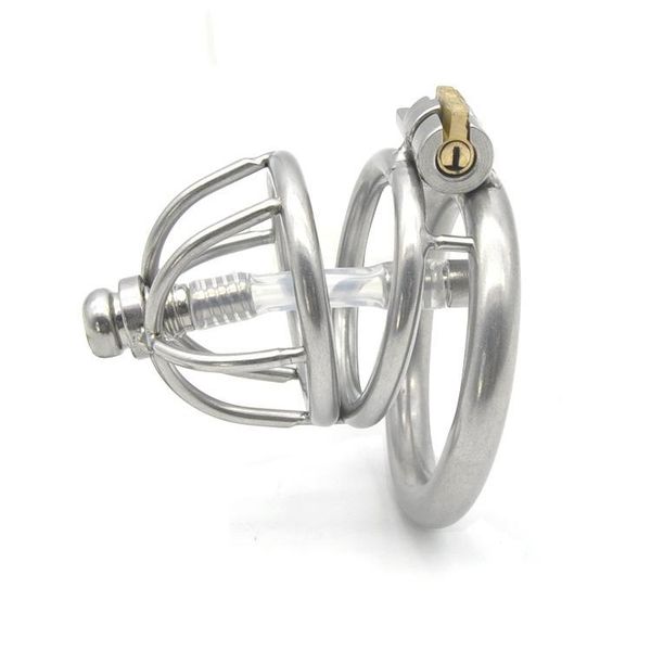 

cockrings stainless steel chastity belt male device game cock cage with urethral catheter toys for men