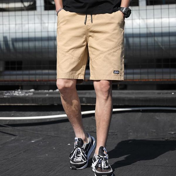 

men's shorts 2021 fashion simple cotton men loose beach pants 5-point summer thin korean, White;black