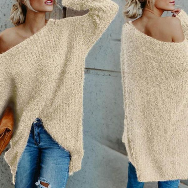 

women's sweaters fashion off shoulder knitted sweater women solid loose flare sleeve pullover jumpers female mink cashmere, White;black