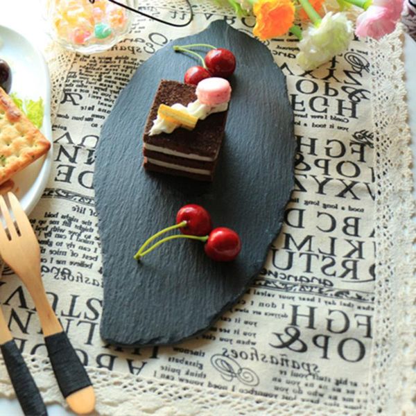 

dishes & plates plate natural slate dinner solid stone steak leaf shape dish sushi barbecue cheese pizza fruit flat dessert tray l1