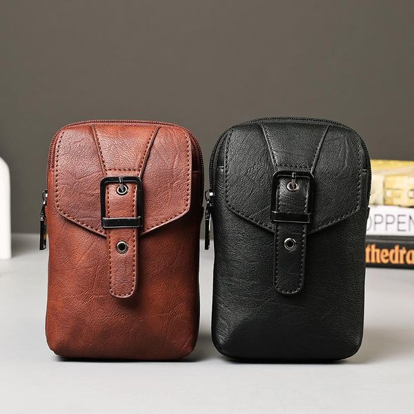 

waist bags casual bag men leather waterproof belt for money phone
