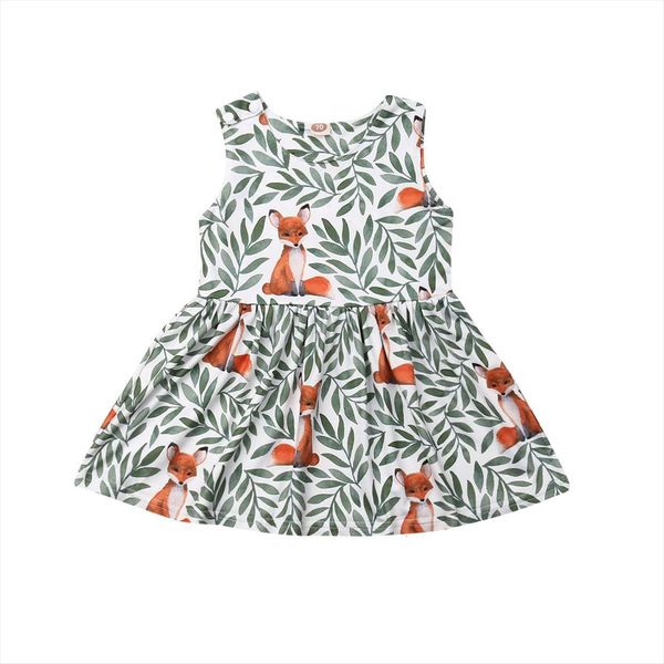 

summer toddler baby girls girl dress floral fox princess tutu casual sleeveless fashion clothes 0 5y, Red;yellow