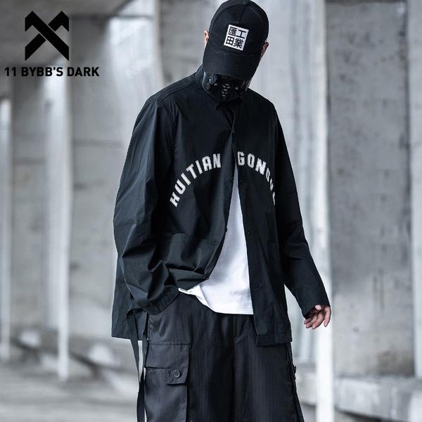 

men's casual shirts 11 bybb's dark tactical functional print long sleeve 2021ss harajuku streetwear shirt men cotton oversided tec, White;black