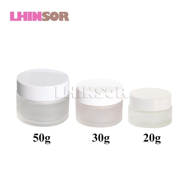

storage bottles & jars 5pcs/lot 20g 30g 50g frosted glass plastic black white screw lid cream empty cosmetic packaging containers