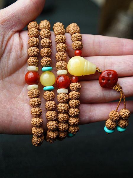 

bangle vajra bodhi hand string buddha bead necklace long pendant 108 nepalese tibetan natural accessories, Black