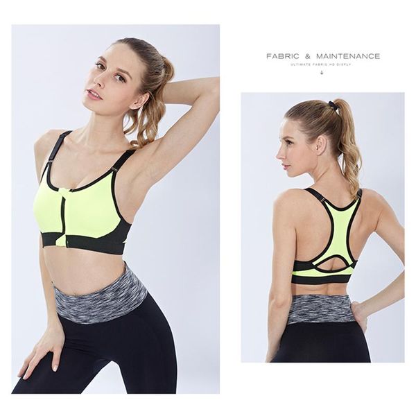

yoga outfit women's zip front no steel ring sports bra