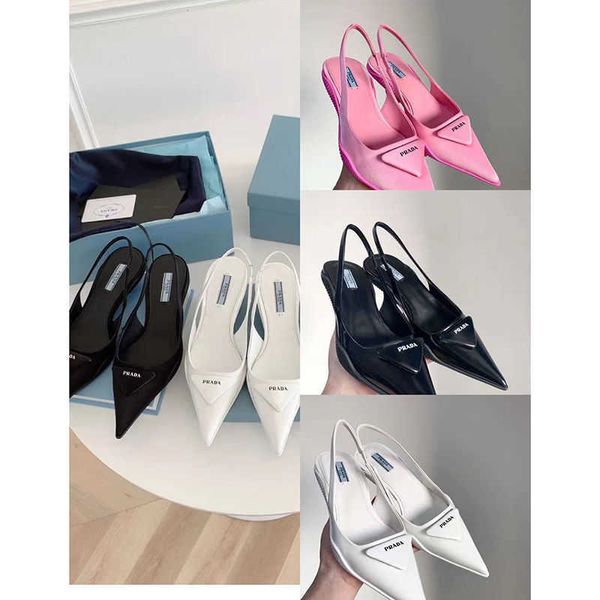 

a shui wang hong's same p family 2021 spring and summer jinchen's same pointed cat heel one line thin heel roman shoes zlh, Black