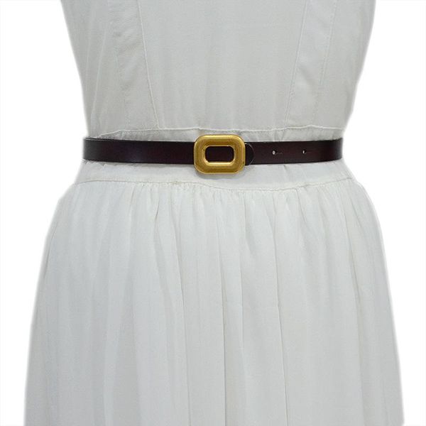 

belts oluolin 2021 leather thin belt ladies casual fashion retro lacquer square buckle clothing all-match metal girdle, Black;brown