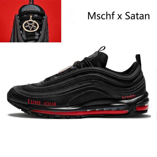 

97 mschf lil nas x satan luke inri jesus mens running shoes triple black white metalic gold university red 97s undefeated men women trainer