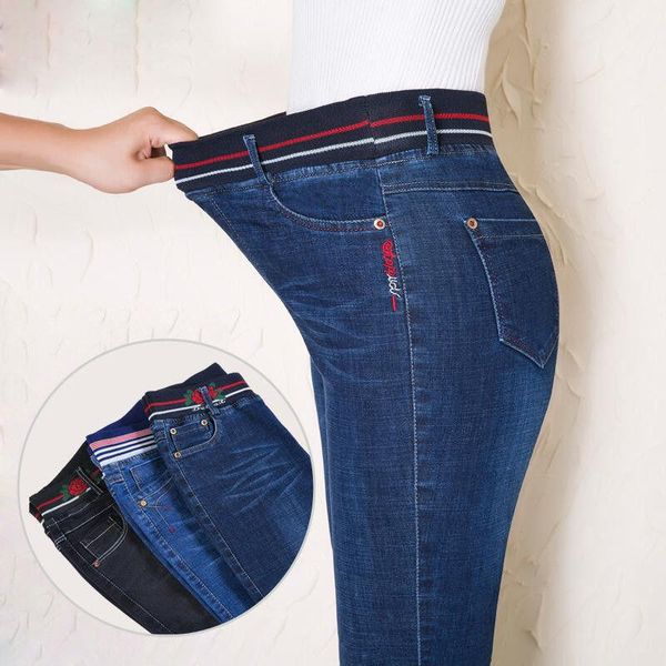 

women's jeans large size women jenas 2021 oversized classic pants big plus womens push up jean femme black 5xl 6xl 7xl, Blue