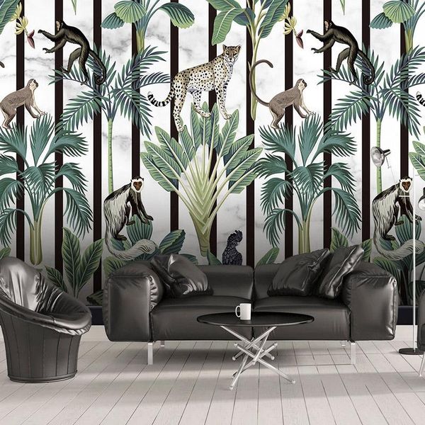 

wallpapers drop custom po tropical rainforest animal monkey mural wallpaper modern bedroom background 3d wall papers home decor