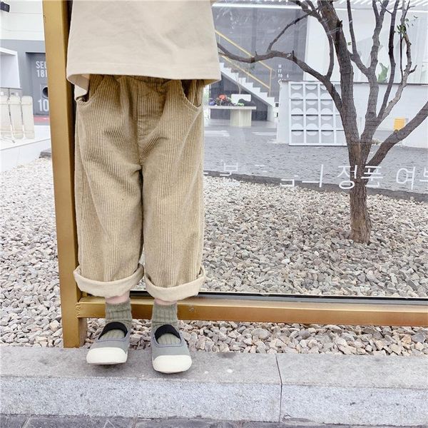 

trousers autumn boys and girls solid color corduroy pants 1-6 years kids cotton soft casual, Blue