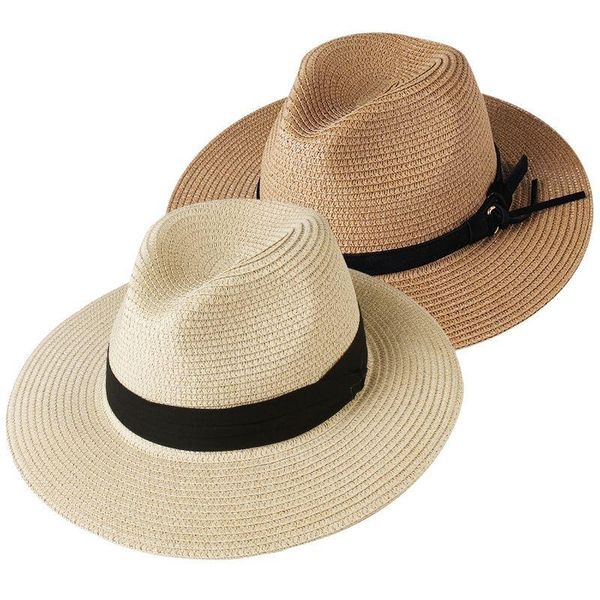

wide brim hats panama hat summer sun for women man beach straw men uv protection cap chapeau femme 2021, Blue;gray