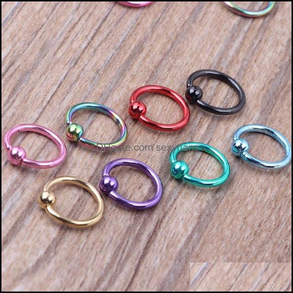 Nippelringe Körperschmuck Großhandel-Op-Mix Farbe 50 Stück 16G Titan eloxiert Captive Bead Ring Augenbraue Labret Lippe Nasenpiercing 97 Q2 Drop D