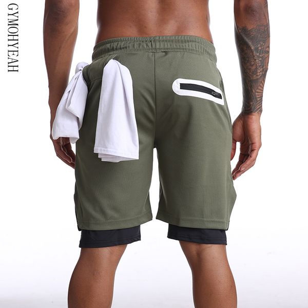

multi-pocket zip pocket men joggers shorts mens 2 in 1 short pants gyms fitness bodybuilding workout quick dry male beach shorts c0222, White;black